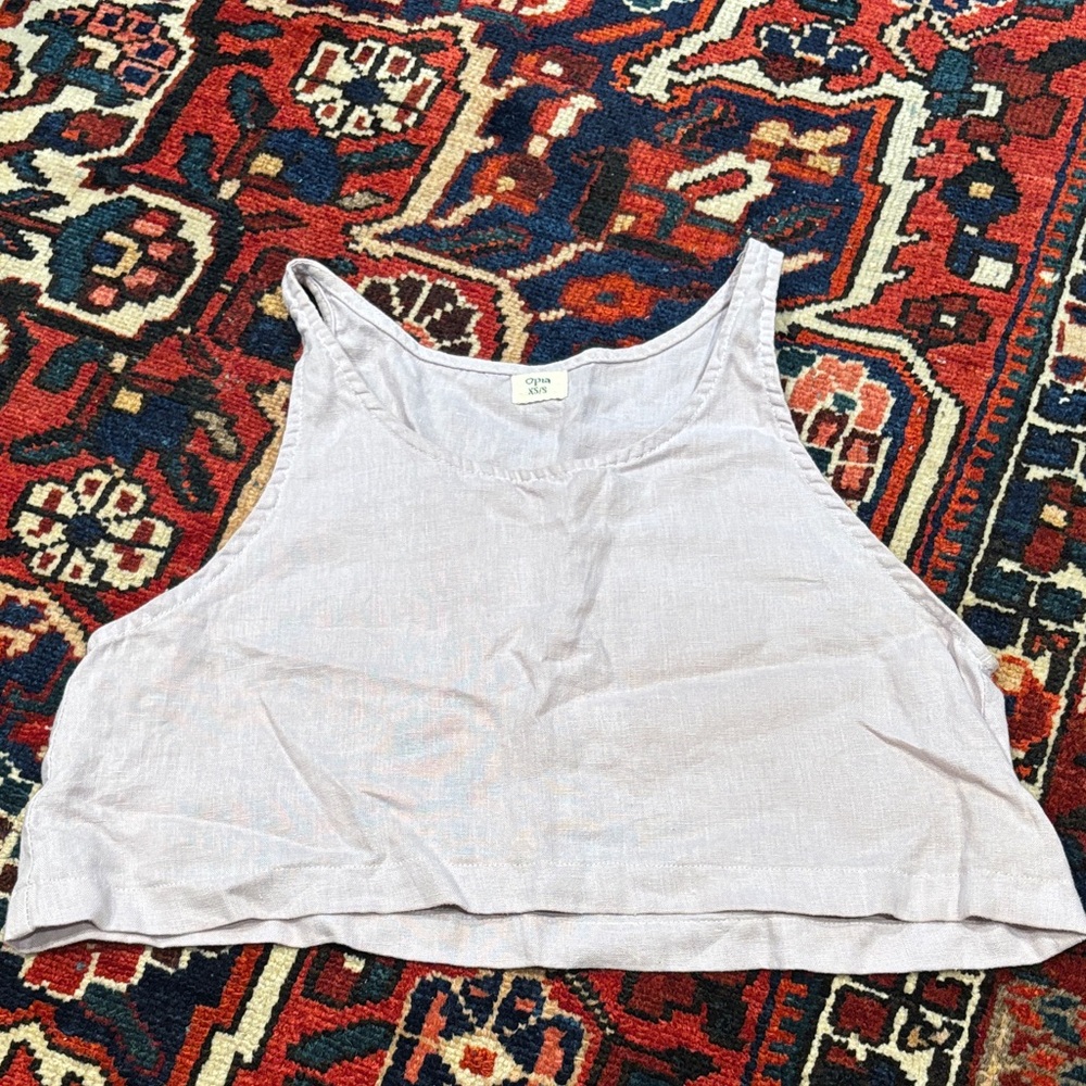 Lilac linen crop opia byron bay